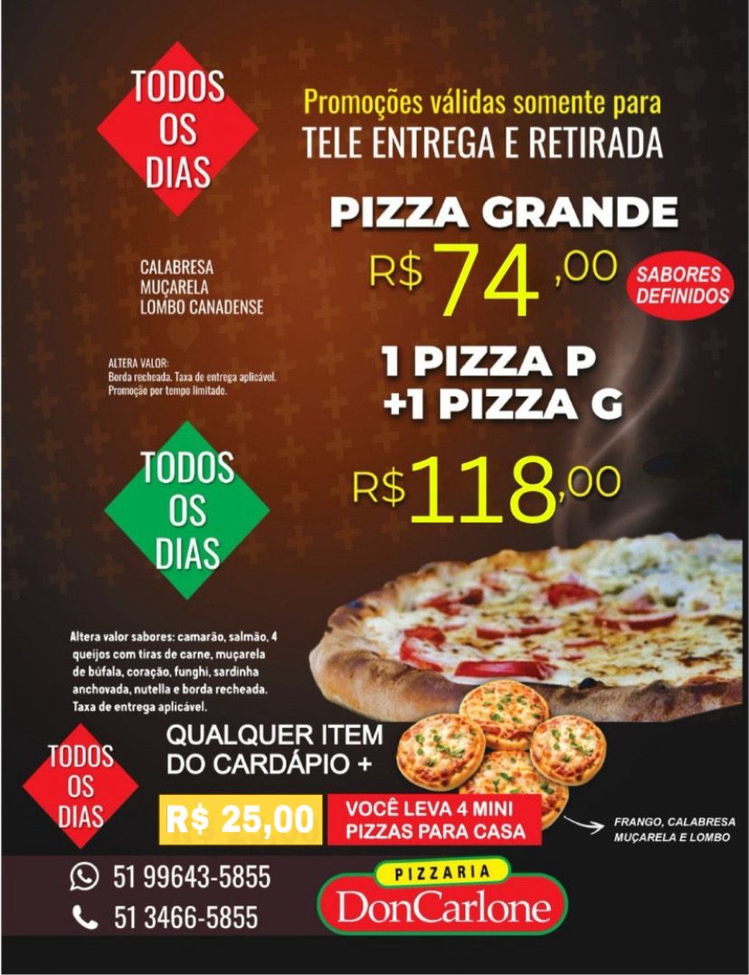Promoções Pizzaria Don Carlone