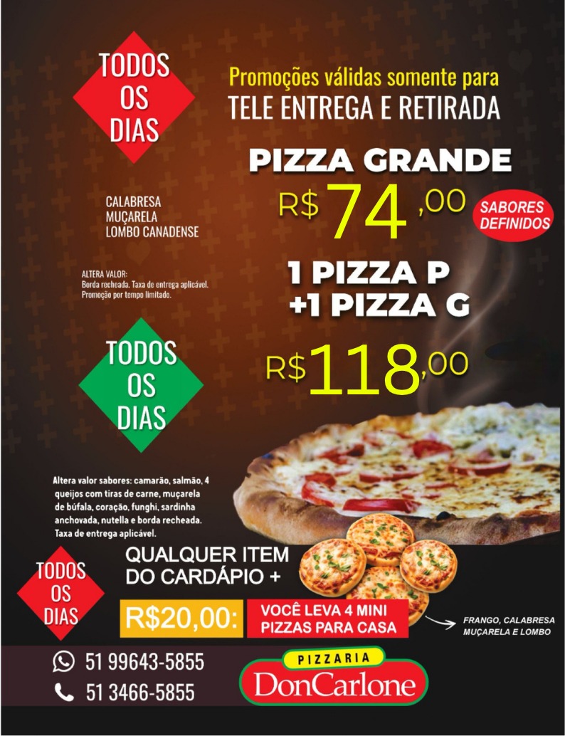 Promoções Pizzaria Don Carlone