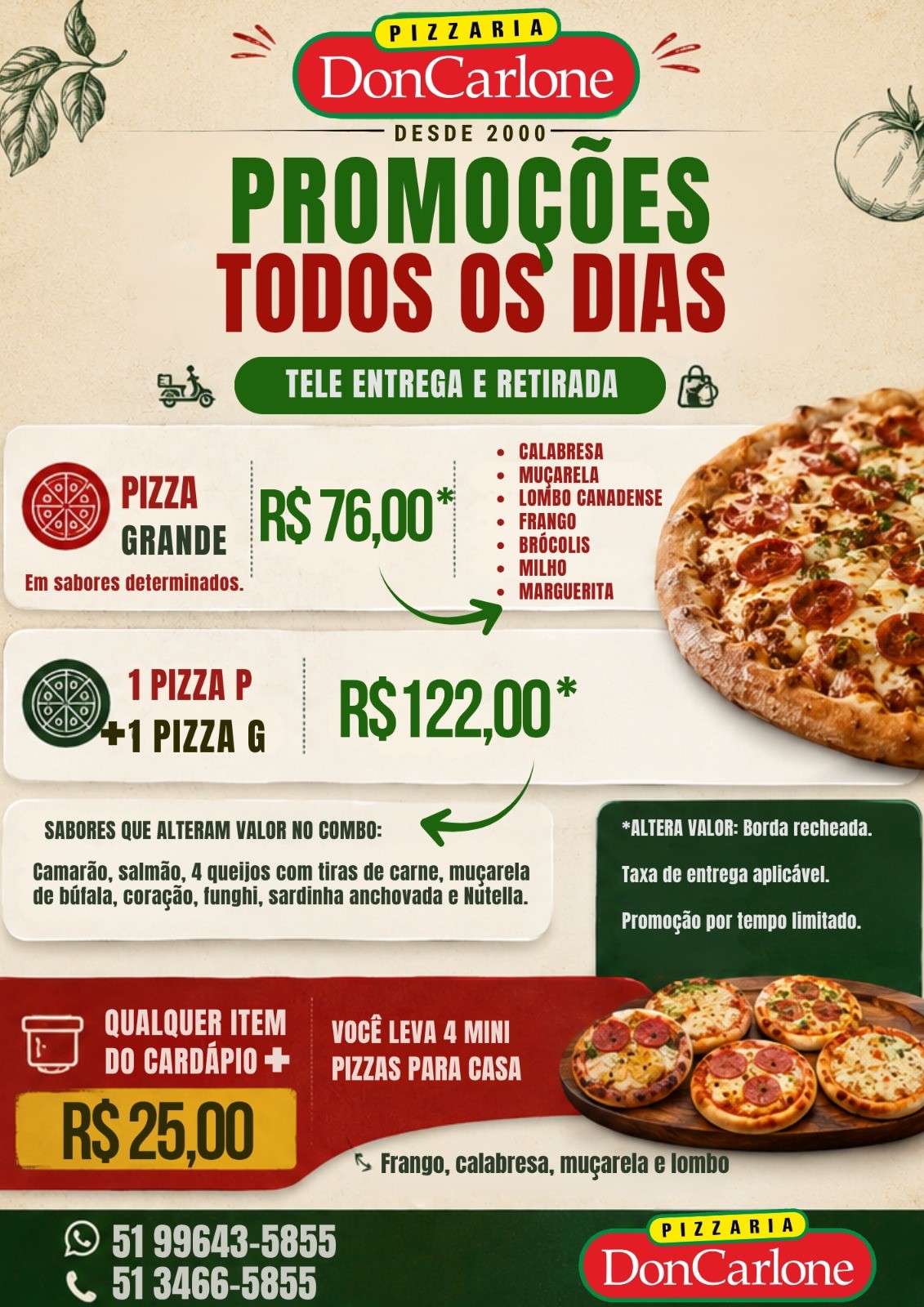 Promoções Pizzaria Don Carlone